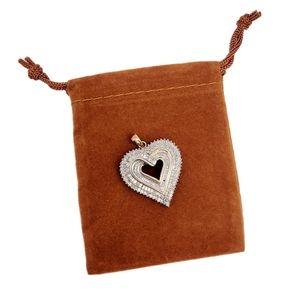 Vintage 1ct Diamond Heart Cluster Pendant Sterling Silver 925 Gold Inlay